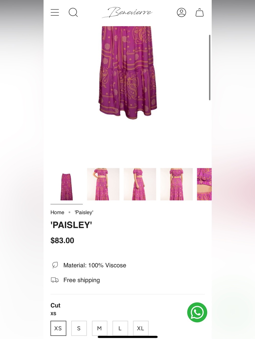 New! Benevierre Boho Fuchsia + Yellow Paisley Tiered Maxi Skirt  + Top 💕 XS Set - Picture 10 of 16